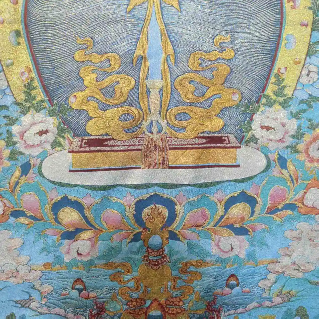 35 "ثانغكا التطريز البوذية التبتية مانجوسري بوديساتفا سيف الحكمة ثانغكا شاشة معلقة قاعة العبادة