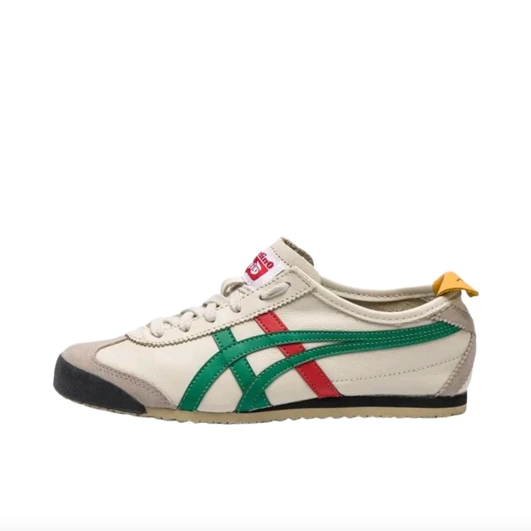 أحذية Onitsuka Tiger MEXICO 66 للرجال والنساء للتزلج، طراز قديم، أحذية رياضية متينة، بيج/أخضر #1