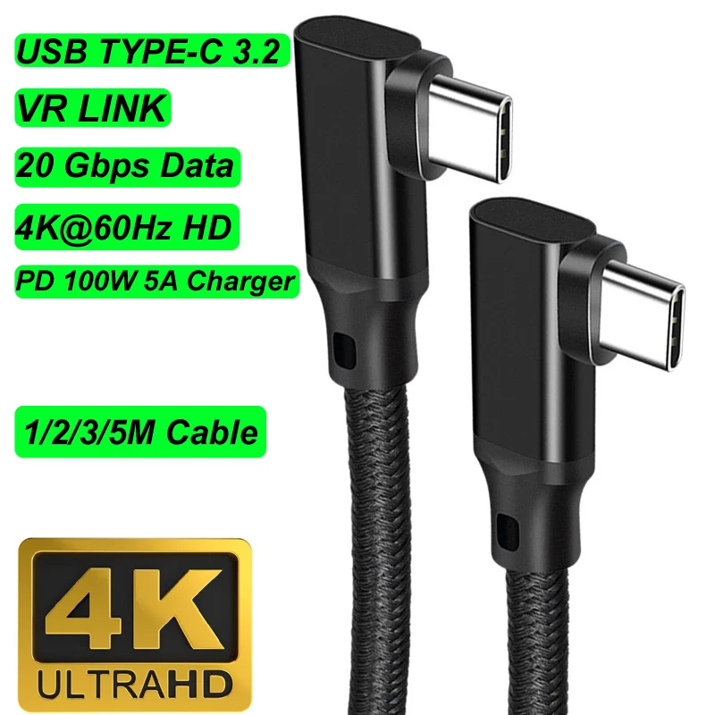 

1m/2m/3m/5m USB TYPE-C 3.2 Extension Cable with PD 100W 24V 5A Fast Charging Charger 10Gbps Data Sync transmision 4K@60Hz 1080P