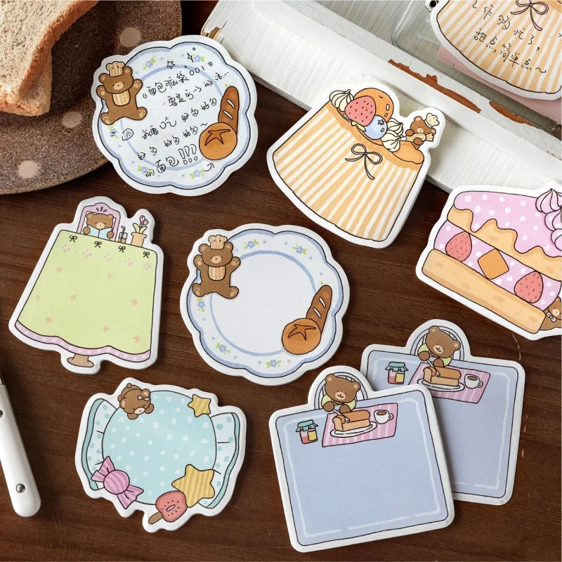 24pcs/lot Kawaii Dessert Bear Memo Pad Sticky Notes Cute Stationery Label Notepad Planner Sticker Post School Supplies