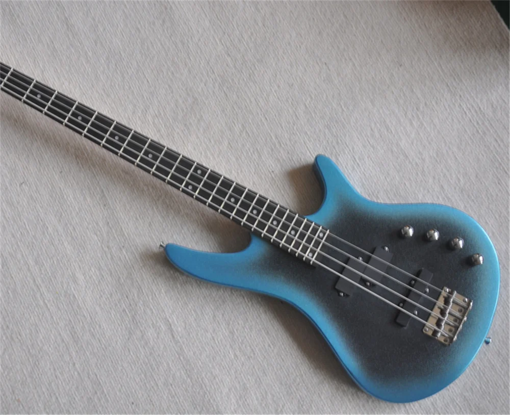 Blue Body 4 Strings Electric Bass Guitar With Rosewood Fretboard Chrome Hardware Customization Service