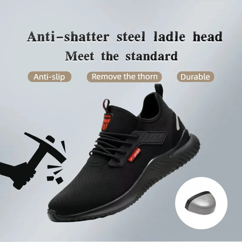 Men's safety steel toe shoes casual sports shoes perforated bulletproof tactical boots durable work protective shoes walking sho