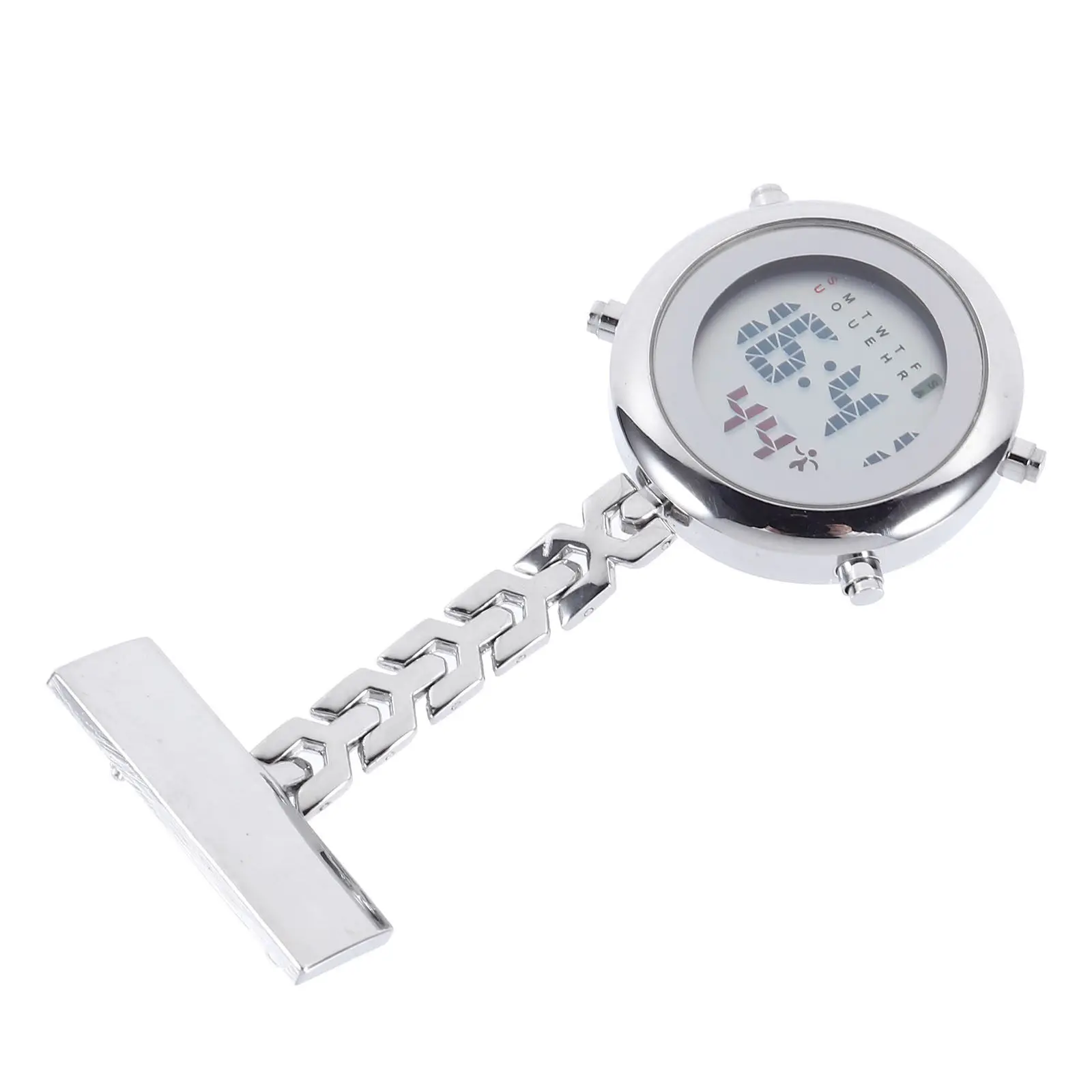

Premium Alloy Digital Nurse Watch Unisex Lapel Pin Style with Clear Glass Dial Comfortable Hand Feel Safety Pin Back Portable