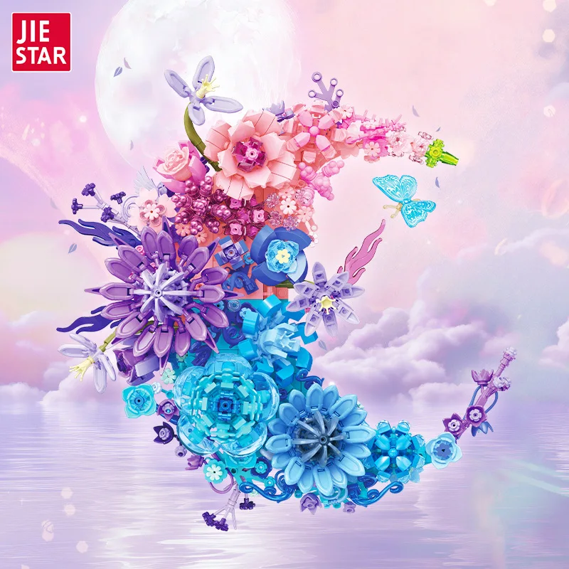 

977 шт., лунный цветок, сборка, игрушка, букет, кулон, креативный подарок для девочек, образовательные строительные блоки, набор для рукоделия
