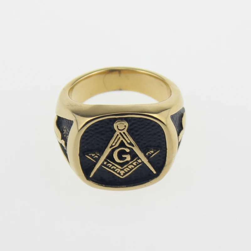 Free Mason Freemasonry 316L Stainless Steel Band Masonic Ring Gold Color