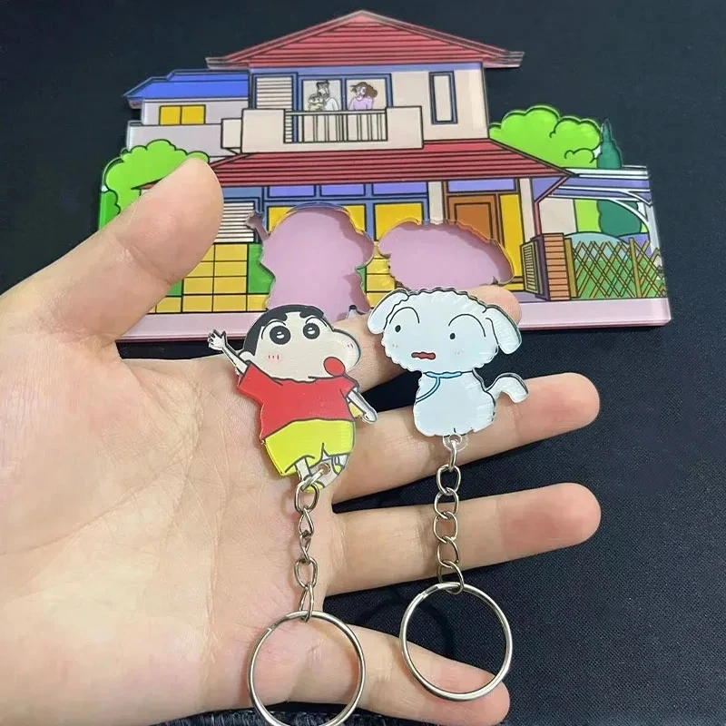 

Crayon Shin-chan Keychain Creative Keychain Couple Anime Cartoon Cute Girl Women Bag Pendant Home Refrigerator Stickers Gift