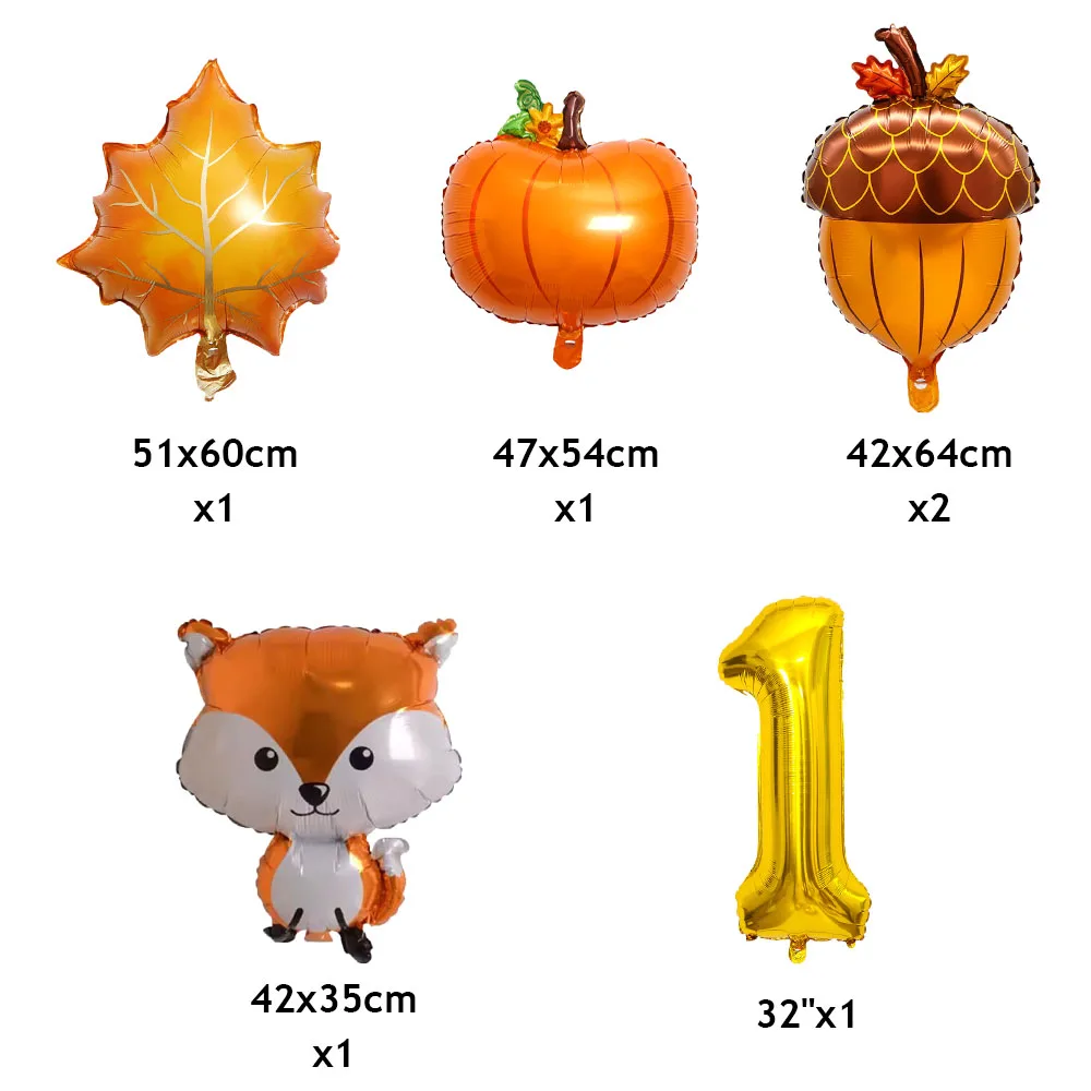 عيد الشكر موضوع الغابات الحيوانات الاطفال حفلة عيد ميلاد الديكور الراكون الثعلب احباط بالون مع 0-9 أرقام الكرة هدية عيد الشكر #2
