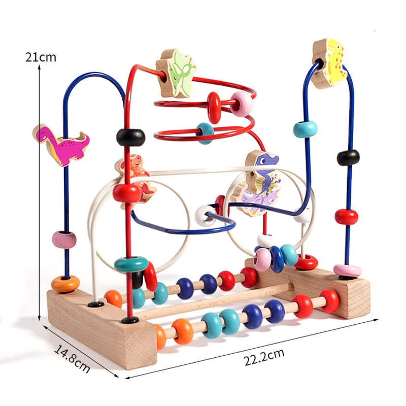 ألعاب الأطفال مونتيسوري خشبية ديناصور السفينة الدوارة حبة المتاهة طفل التعلم المبكر التعليمية لغز ألعاب الرياضيات للأطفال