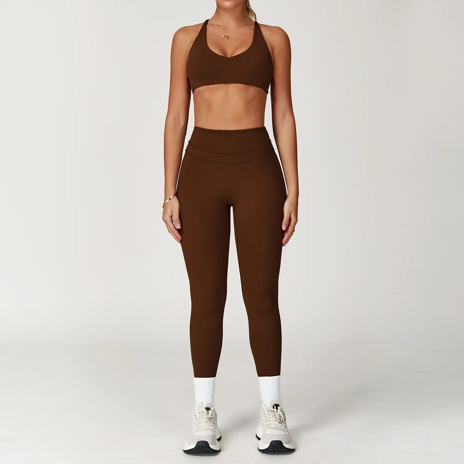 

2 Pieces Yoga Sets Women's Gym Set Workout Clothes High Waist Leggings Yoga Shorts Sports Bra Top Fitness Suit Athletic Wear