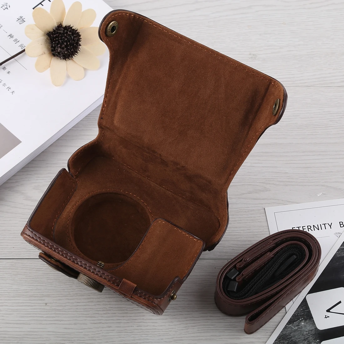 Full Body Protective Bag for Canon G16 Camera PU Leather Cover Case with Strap