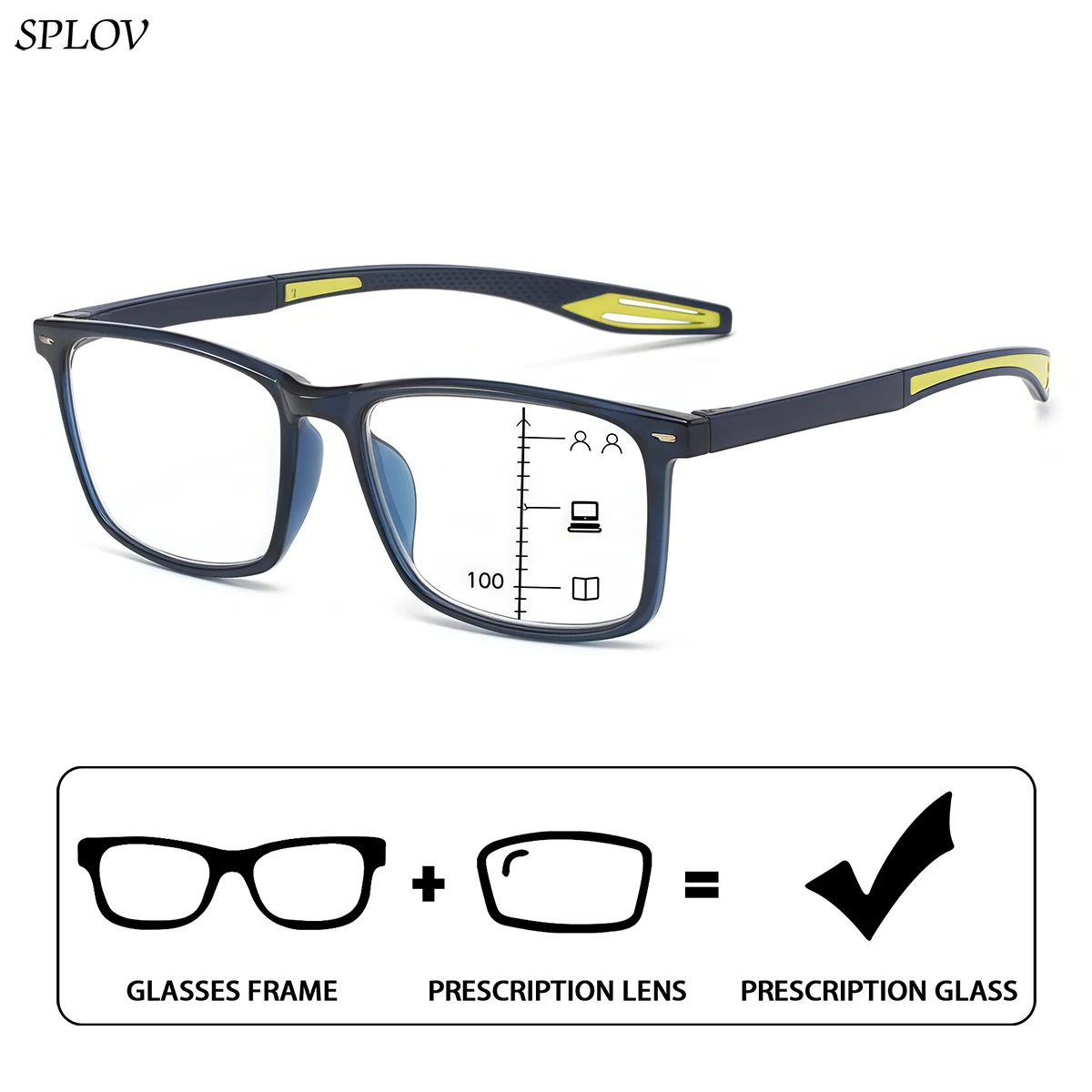 

SPLOV Men's and Women's Optical Prescription Glasses Professional Customized Progressive Multifocal Myopia Prescription Glasses