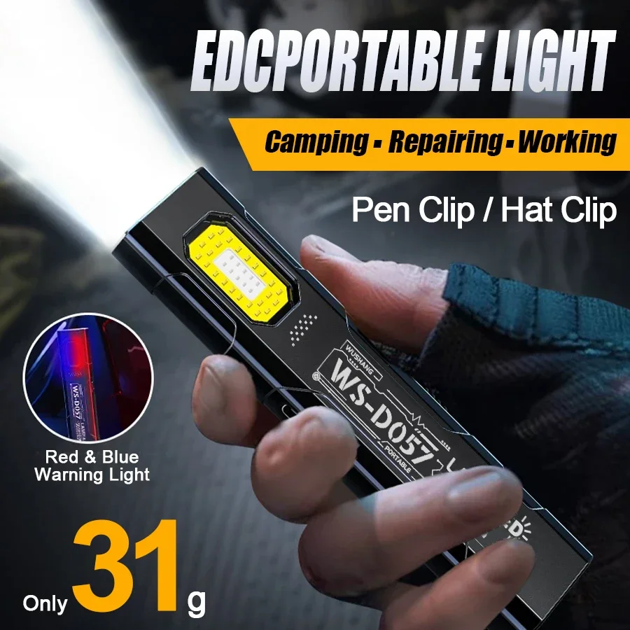 LED Keychain Flashlight Rechargeable 550LM Portable 5 Modes Mini Torch Pocket Lantern Flood Work Light With Magnet For Emergency