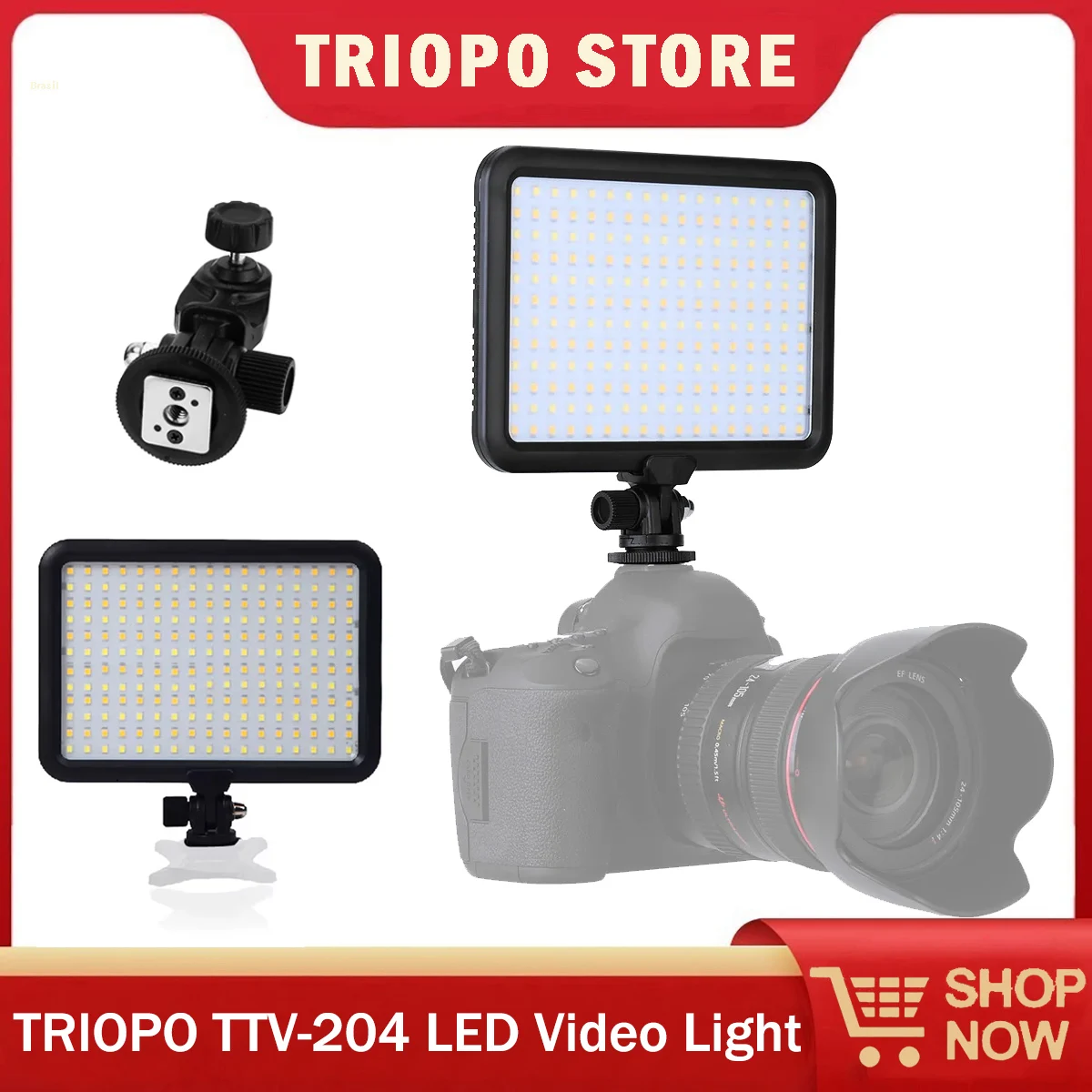 

Светодиодный видеолампа TRIOPO TTV-204 3200K-5600K с винтом 1/4 дюйма, стандартная вилка с горячим башмаком для зеркальной камеры Canon Nikon Sony Fuji Olympus