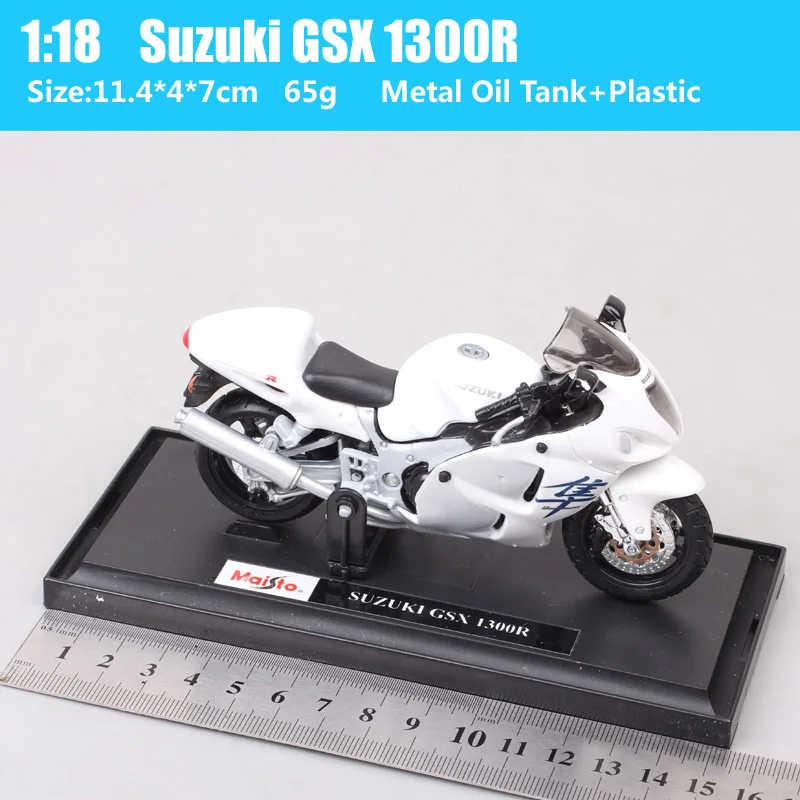 1/18 Mini Scale Maisto Suzuki GSX 1300R Hayabusa Diecast Model Sport Motorcycle Toy Replicas Rider Vehicles Of Collectible White