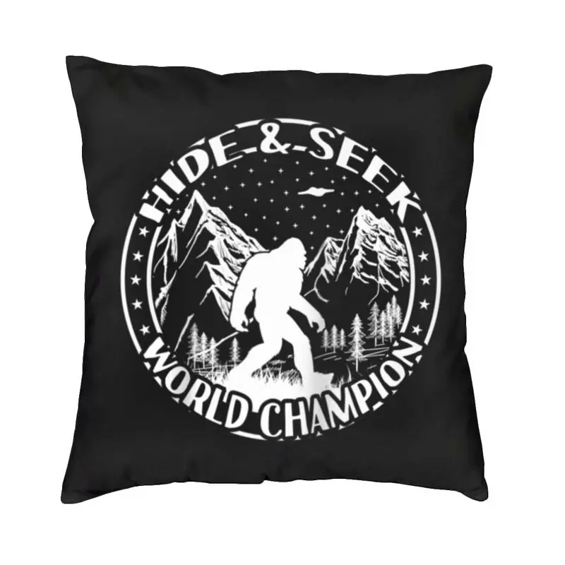 Hide Seek World Funny Bigfoot Cushion Cover 40x40cm Decoration Print Mountain Silhouette Throw Pillow for Car Two Side