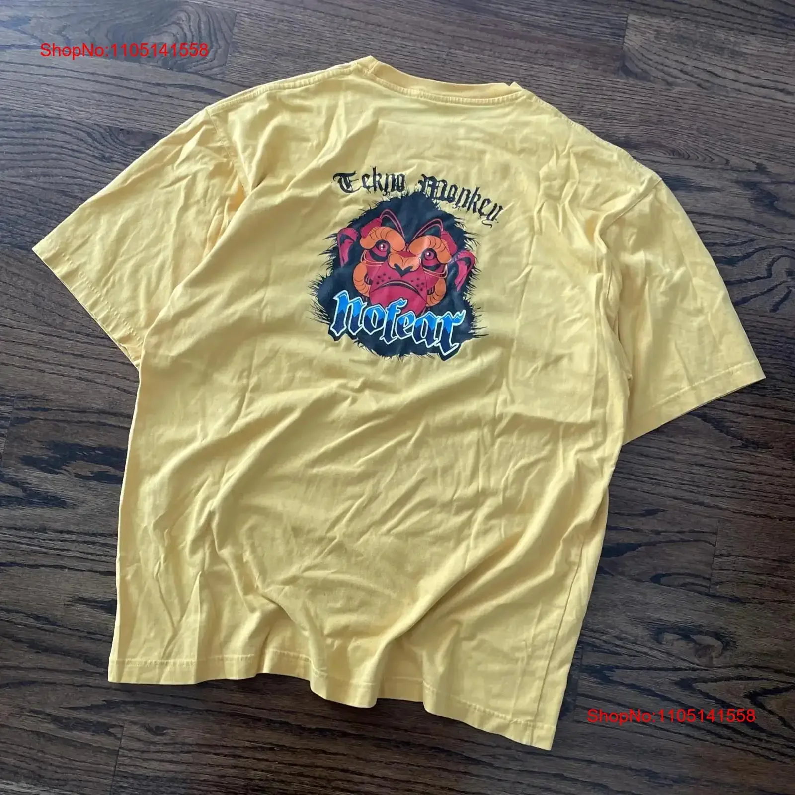 Vintage 90s 2000s No Fear Tekno Monkey Skateboard Surf Grunge Hip Hop camiseta XL vintage lavado Casual estirado moda homme