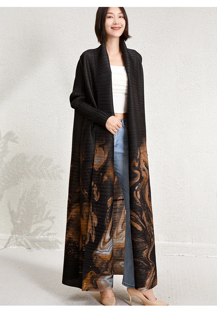 

Женское длинное платье-абайя с градиентом, открытым передом, плиссировкой и завязками на талии, макси, мусульманское