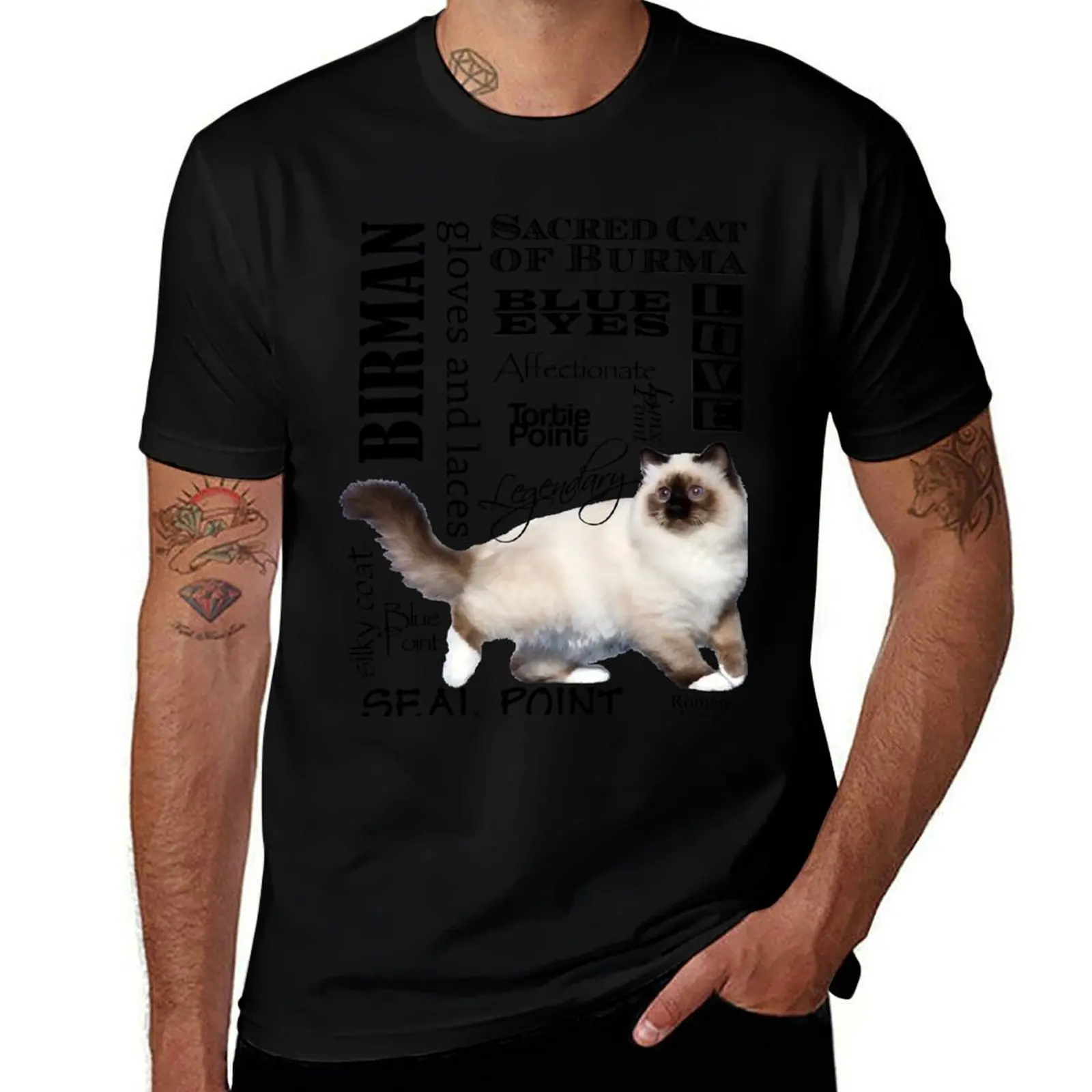 Birman - Sacred Cat of Burma - Descriptive Words T-Shirt Plus Size Summer Casual T-Shirt