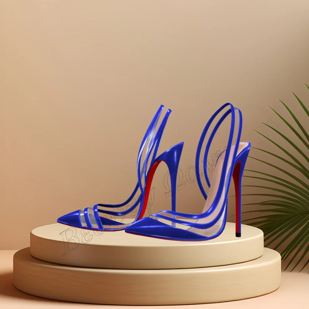 Black Clear PVC Cut Heel Pumps Back Strap Stilettos Shoes Thin High Heel Shoes for Women High Heel 2023 New Zapatillas Mujer