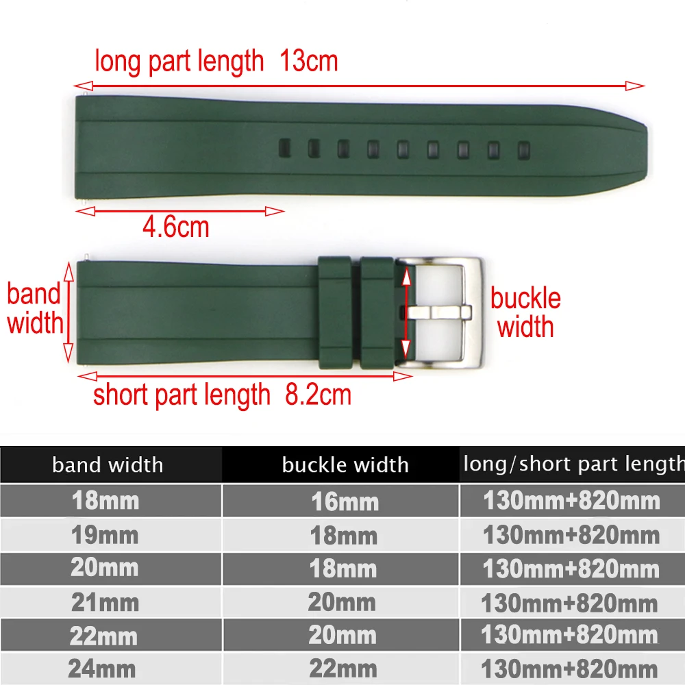 Silicone Watch Band Quick Release Rubber Watch Straps 18mm 19mm 20mm 21mm 22mm 24mm Waterproof Diving Men Watches Accessories