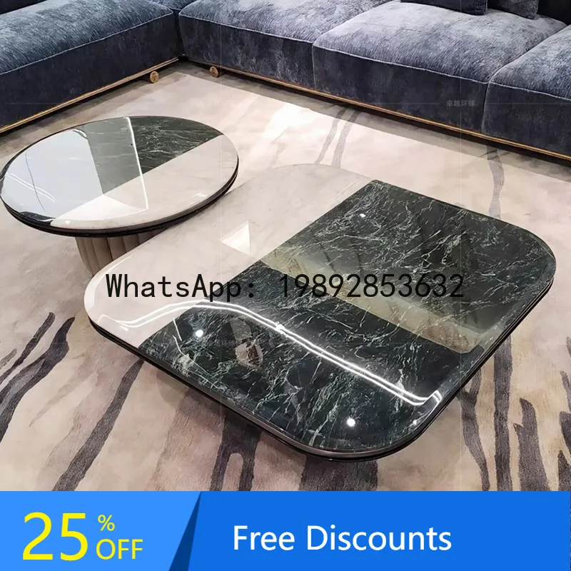 

CZ Marble Color Block Coffee Table Italian Style High-End Living Room Home High-End Villa Combination Tea Table