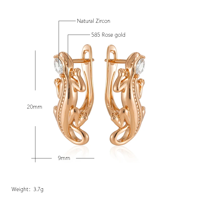 Wbmqda New Fashion Desgin Unusual Lizard Hoop Earrings For Women 585 Rose Gold Color Natural Zircon Animal Jewelry Accessories