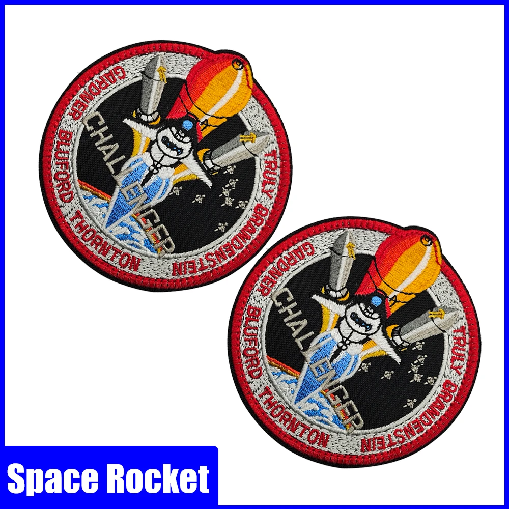 Red Color Embroidery CHALLENDER Fabric Rocket Space Patch Develop the Space GARDNER BLUFORD THORNTON Patch Rocket Label Patch