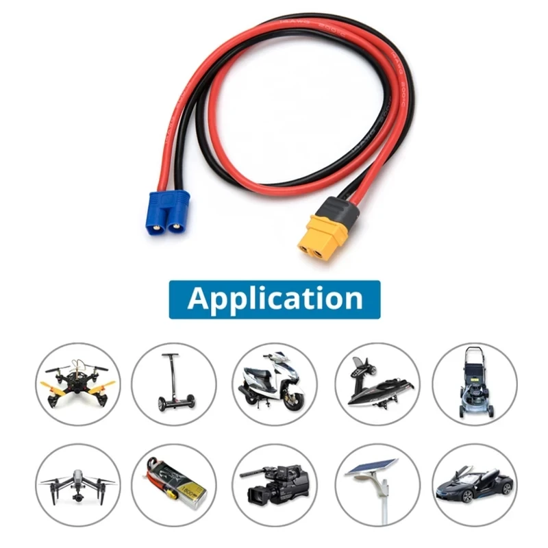 10 قطعة XT60H أنثى XT60 EC3 EC5 ذكر موصل سلك محول 14AWG 300 مللي متر تهمة كابل رصاص ل طائرة مزودة بجهاز للتحكم عن بُعد سيارة قارب شاحن بطارية