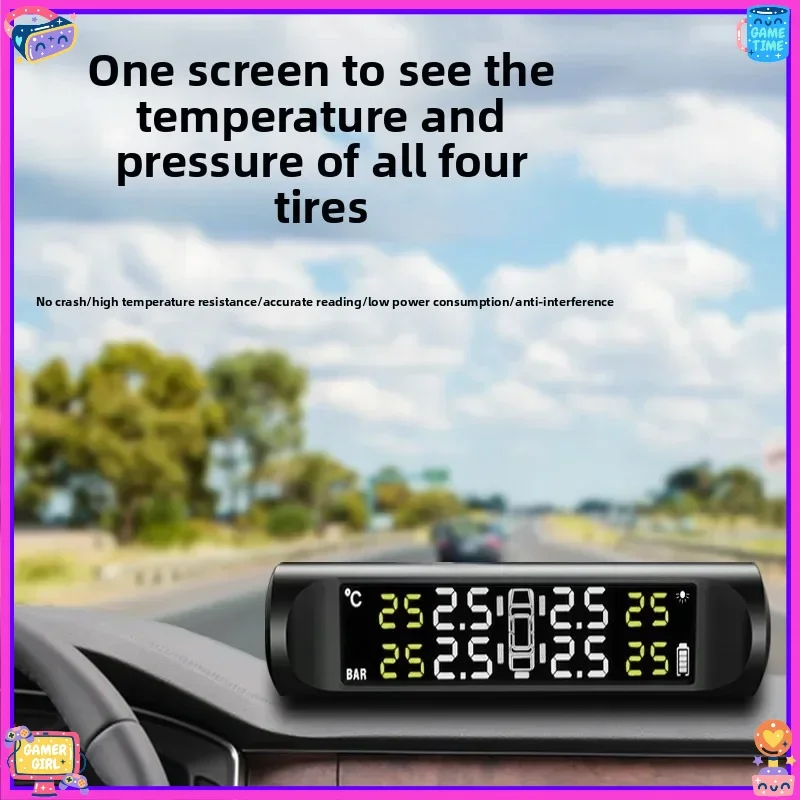 

Надежная система контроля давления в шинах на солнечной энергии с внутренними и внешними датчиками, цветным экраном и голосовым оповещением