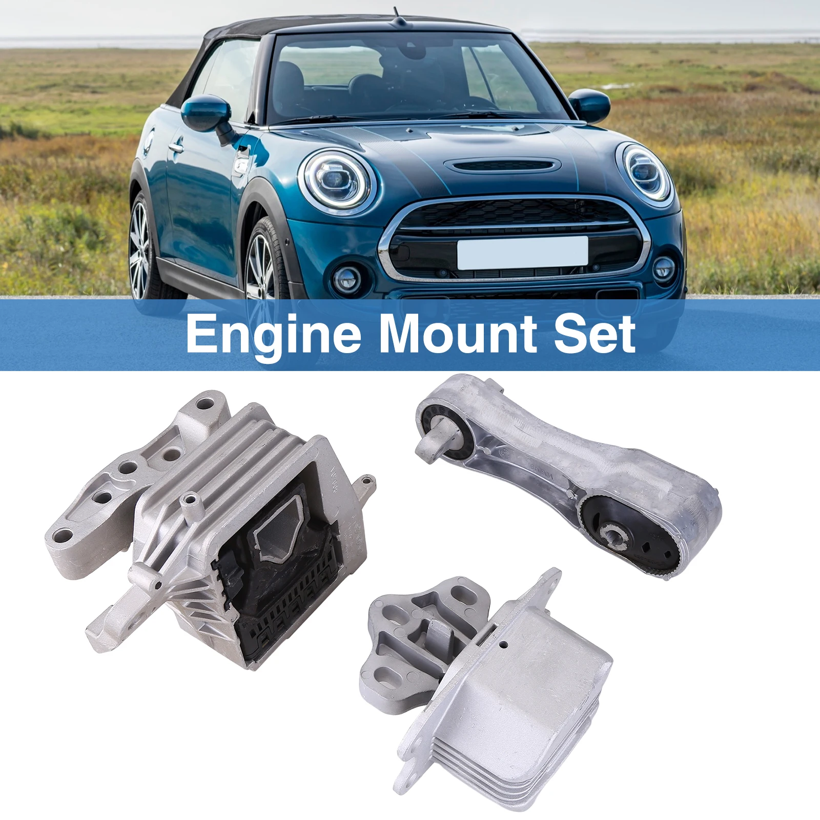 

3pcs Engine Mounts & Transmission Mount Kit Set Compatible for Mini Cooper Clubman 16-22 1.5L 2.0L A70061 A70063 A70062