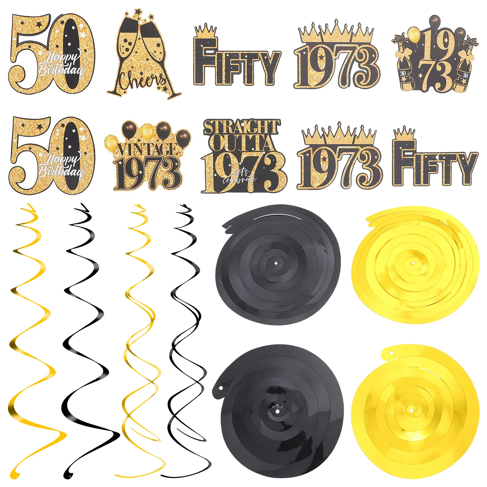 

1Set 50th Birthday Party Hanging Swirls Decorative Paper Swirl Kit Personalized Double-Sided Cards Ceiling Hanging