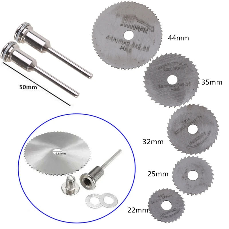 A2UD 7Pcs HSS Circular  Cutting  Blade Disc Mandrels fr Rotary Tool New