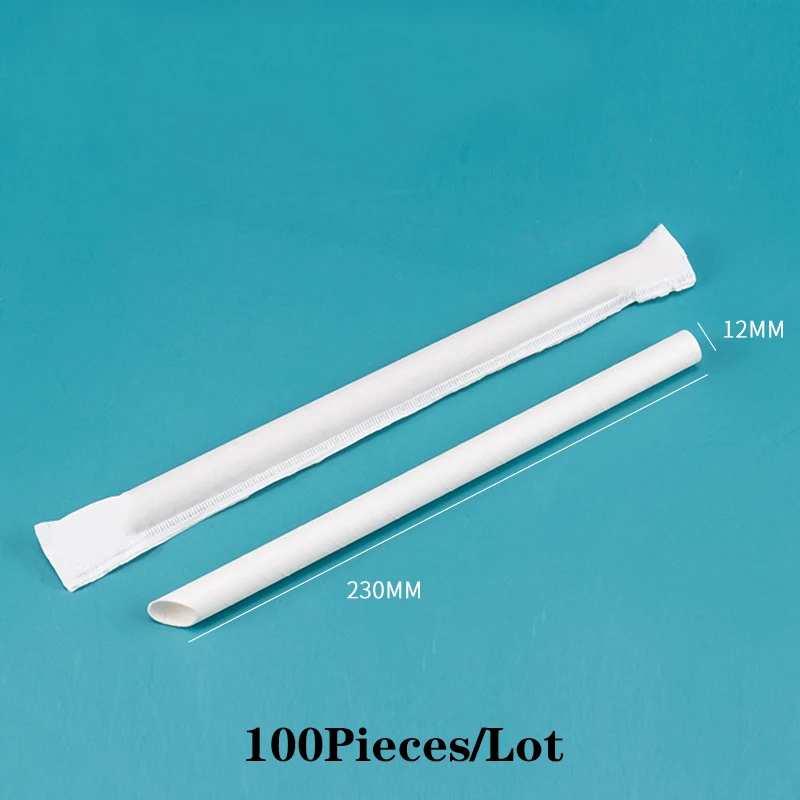100 Pieces/Lot Disposable Paper Stanley Cardboard Thick Straws For Drinking Airplane Bubble Tea Party Restaurant Accessories Big