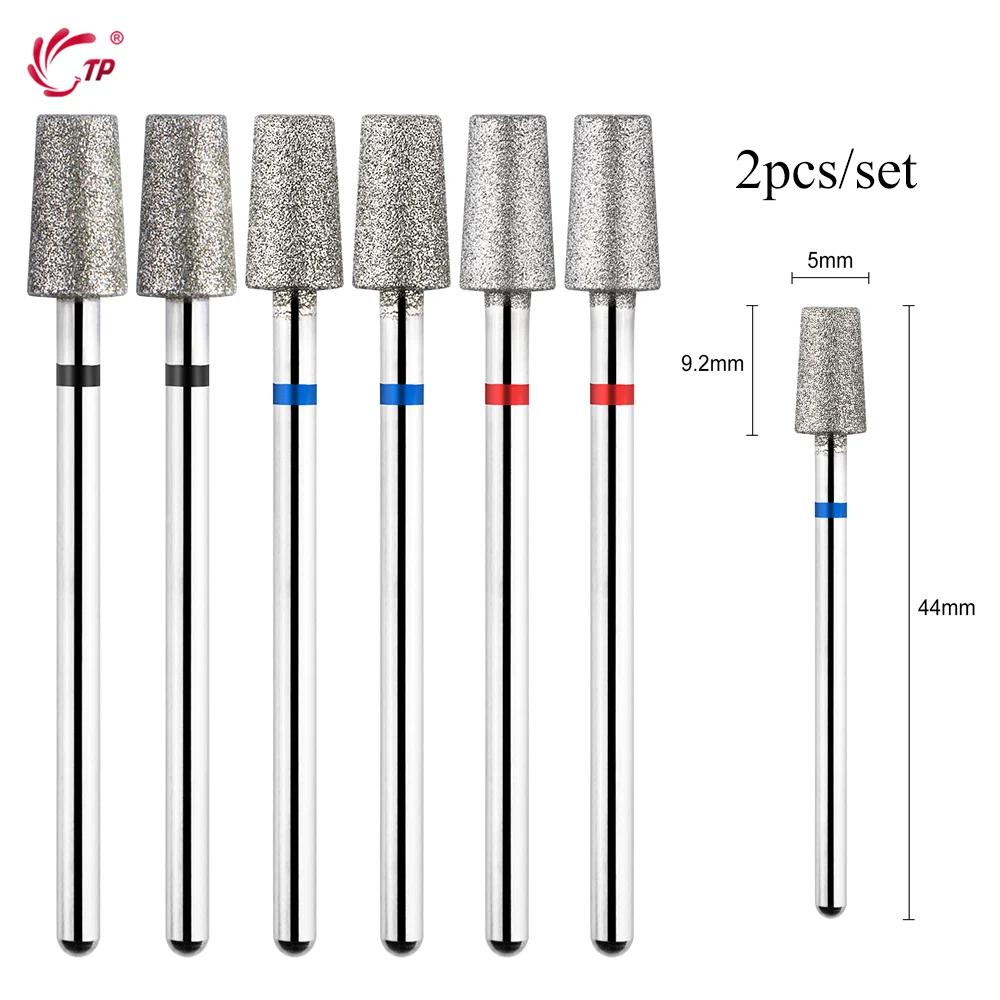 TP 2 pezzi punta da trapano per unghie diamantata fresa rotativa cuticola pulita frese per manicure accessori per trapano frese per strumenti di bellezza delle unghie