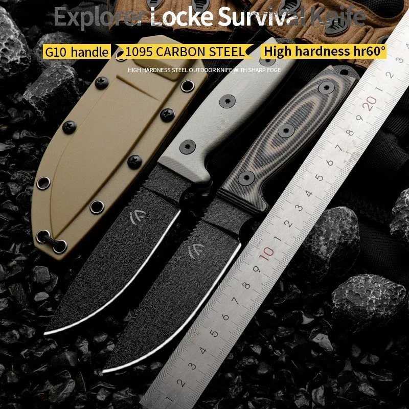 HUANGFU High Quality 1095 Carbon Steel Outdoor Knife Fixed Blade Wilderness Survival Knife Men's Gift Rescue Knife Hunting