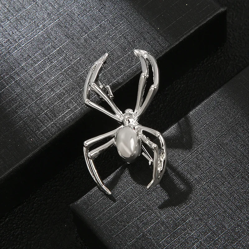 SKEDS Fashion Matte Spider Metal Brooches For Women Men Pearl Crystal Insect Badges Trendy Pins Unisex Clothing Coat Brooch