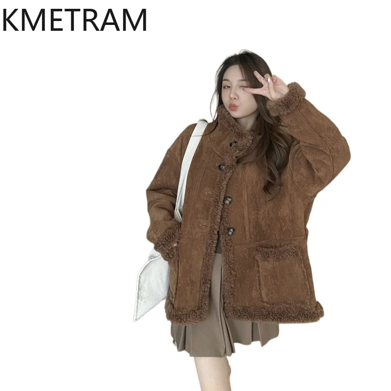 

KMETRAM 100% Wool Jacket Women Reversible Stylish Sheep Shearing Coats Premium Winter Real Fur Coat Woman Clothing 2026 jaqueta
