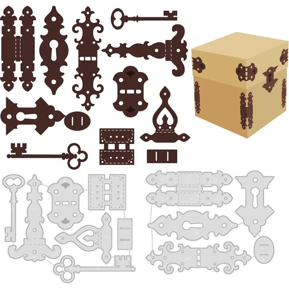 Pochoirs de matrices de découpe de charnière vintage, modèle de gaufrage d\'acier au carbone pour la décoration de boîte, connexion de carton