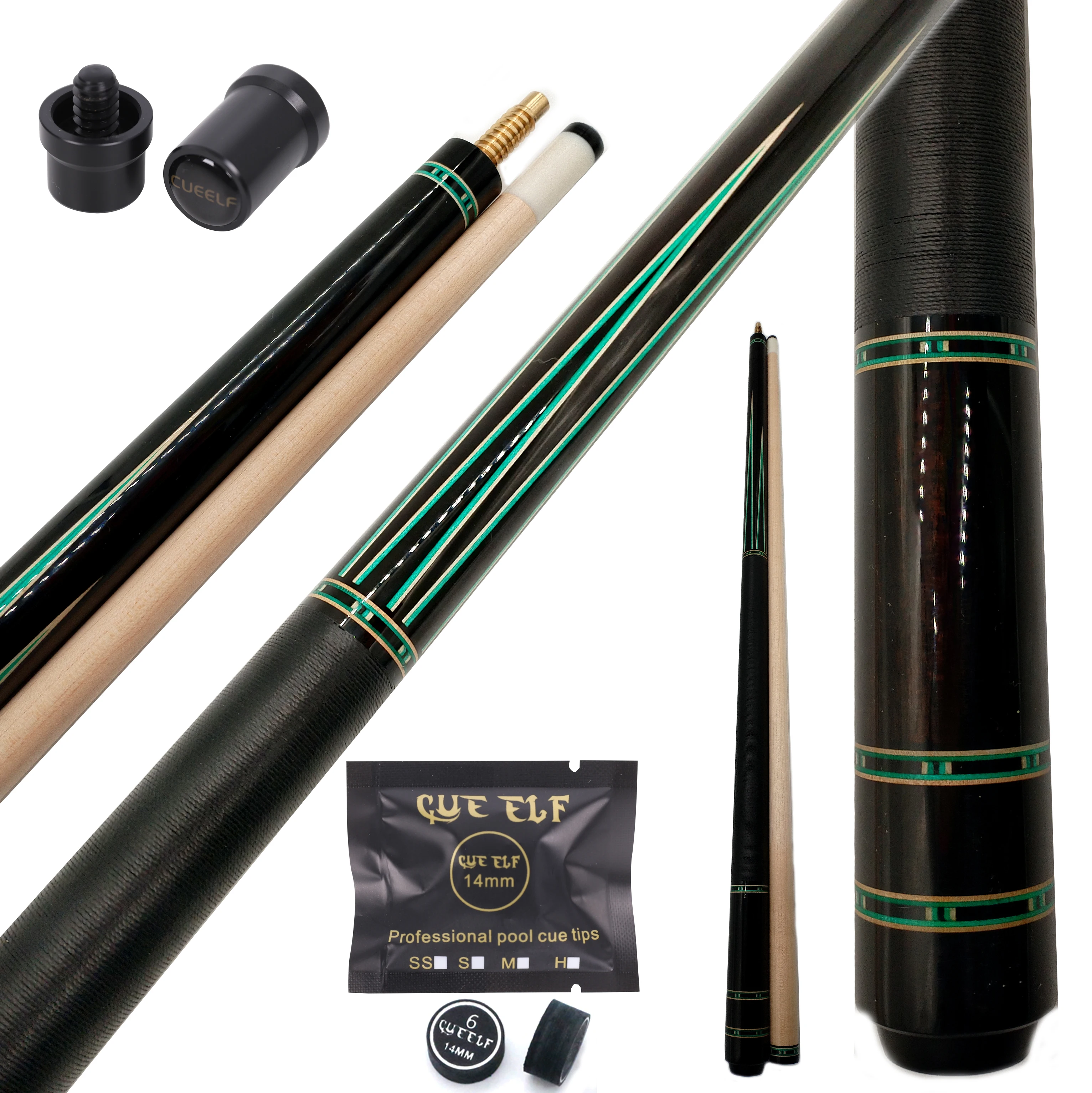 

Professional Pool Cue Billiard Stick Handmade 58-Inch Cue with Maple and Ebony 13mm Tip Size Steel Joint