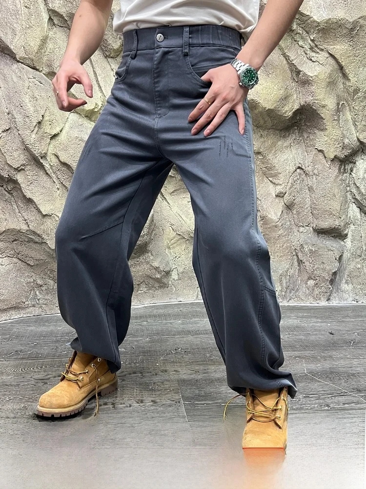 

Busin повседневные мужские прямые брюки из смешанного волокна, приятные для кожи осенние брюки с высокой талией, дышащий полиэстер