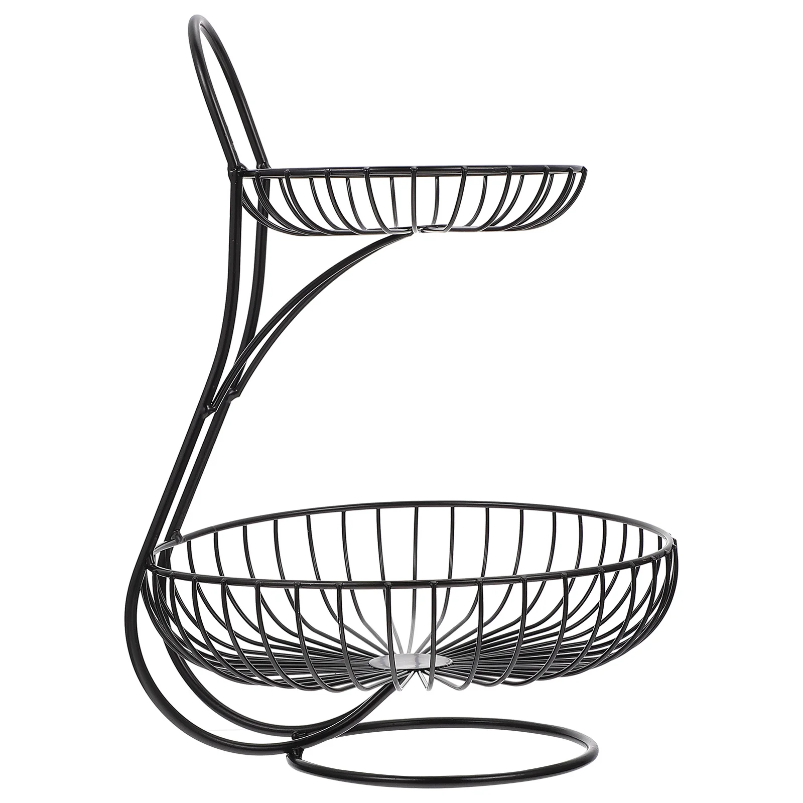 

1Pcs Wrought Iron Fruit Basket Stylish Double Tier Fruit Plate for Home Hotel Restaurant Serving Decoration Storage Use
