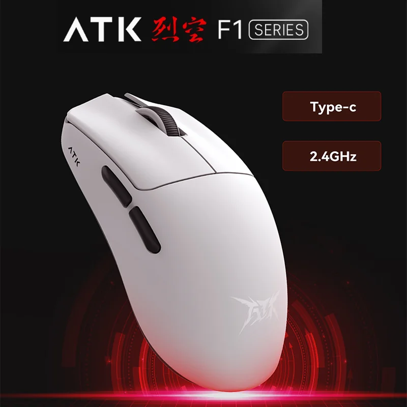 

ATK F1 Extreme Non Porous 35g Lightweight 2.4GHz Wireless Mouse PAW3950 E-Sports Ergonomic Dual-Mode Mouse Windows Macos Gift