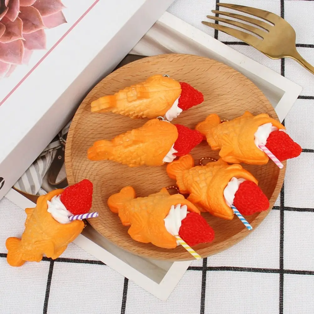 Small Fish Dried Cake Keychain Simulation Cartoon Fruit Cream Ice Cream Food Toy Model Car Phone Bag Pendant Gift Women