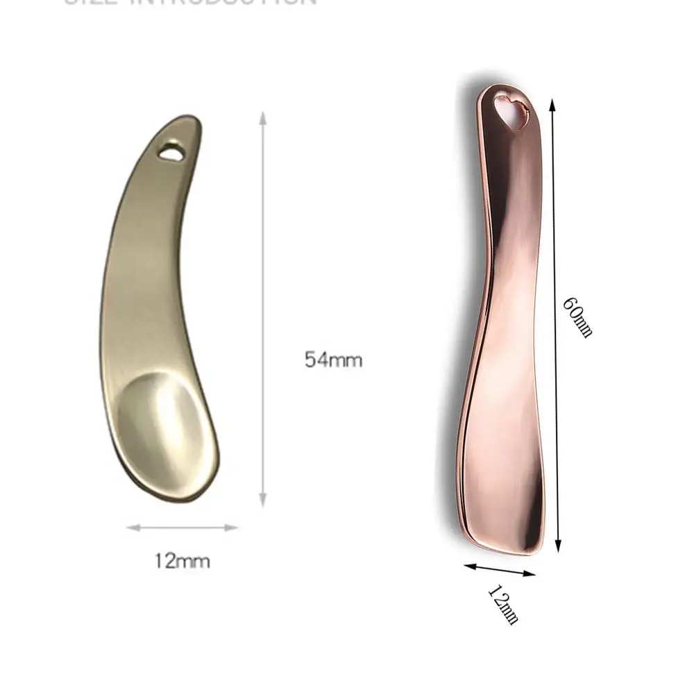 Zilver Goud Metalen Massagelepel Make-up Gereedschap Schoonheid Scoop Make-up Spatel Mini Cosmetische Lepel Gezichtscrème Lepel Gebogen Scoop