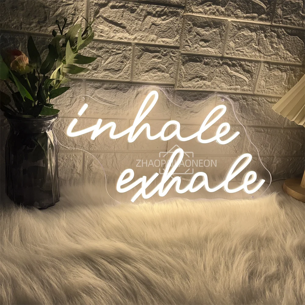 Inhale Exhale Neon Led Sign Health Hall Bedroom Decoration Neon Light Sign LED Room Wall Health Room Decor Business Lights USB