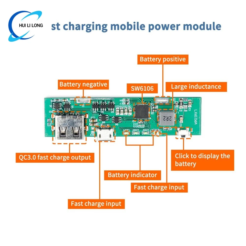 SW6106 PD carga rápida QC3.0 módulo de alimentação móvel FCP carga rápida bidirecional 5V9V12V