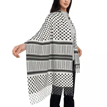 巴勒斯坦庫菲亞圖案設計原創黑白凱菲耶圍巾流蘇披肩和圍巾大號秋季披肩 6 最佳銷售 巴勒斯坦頭巾(阿拉伯頭巾) - №6