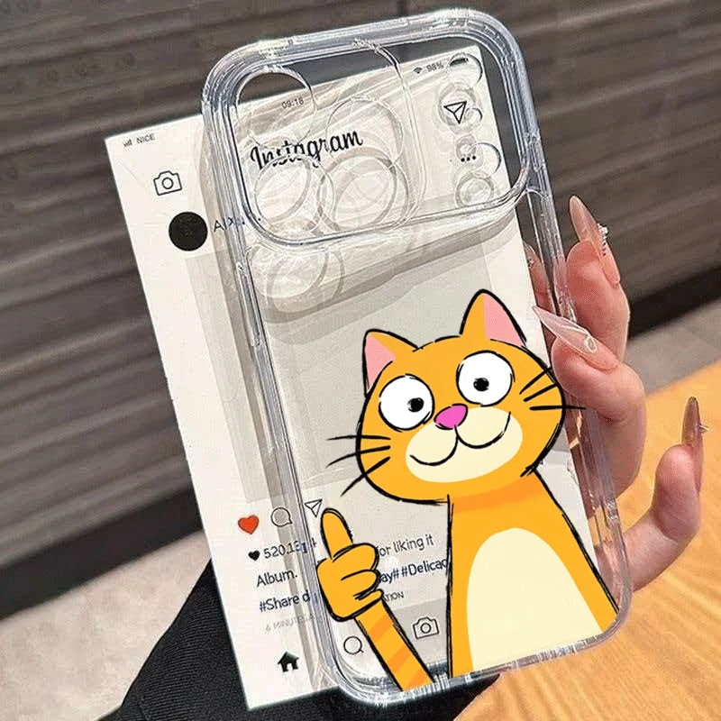 Funda de Teléfono con Diseño de Gato Naranja de Dibujos Animados para Xiaomi Redmi Note 15 14 13 12 11 15 Pro Plus 5G 12S Redmi 17 15C 14C 13C, Funda Protectora de TPU Suave