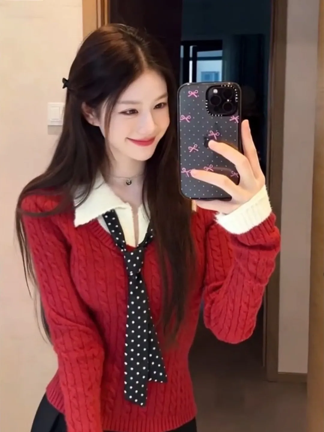 Rouge Ne tricoté pull femme automne hiver ort Sve Long Sve vêtements intérieurs coupe ajustée Faionable petit haut