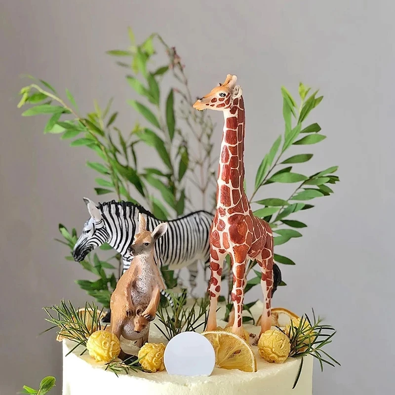 Safari Tiere Kuchen Dekor Simulation Elefanten Känguru Panda Wild One Dschungel Safari Kuchen Topper Glücklich Geburtstag Party Decor Kinder